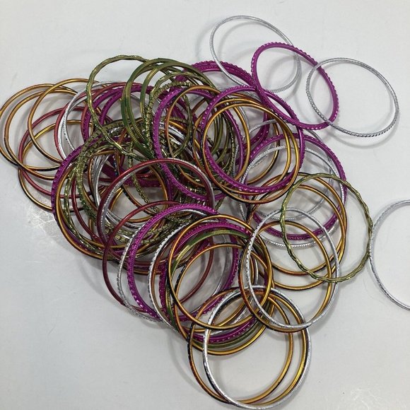 Vintage Multi colored Womens Bangle Bracelets from India 70 Units size small - Picture 1 of 9